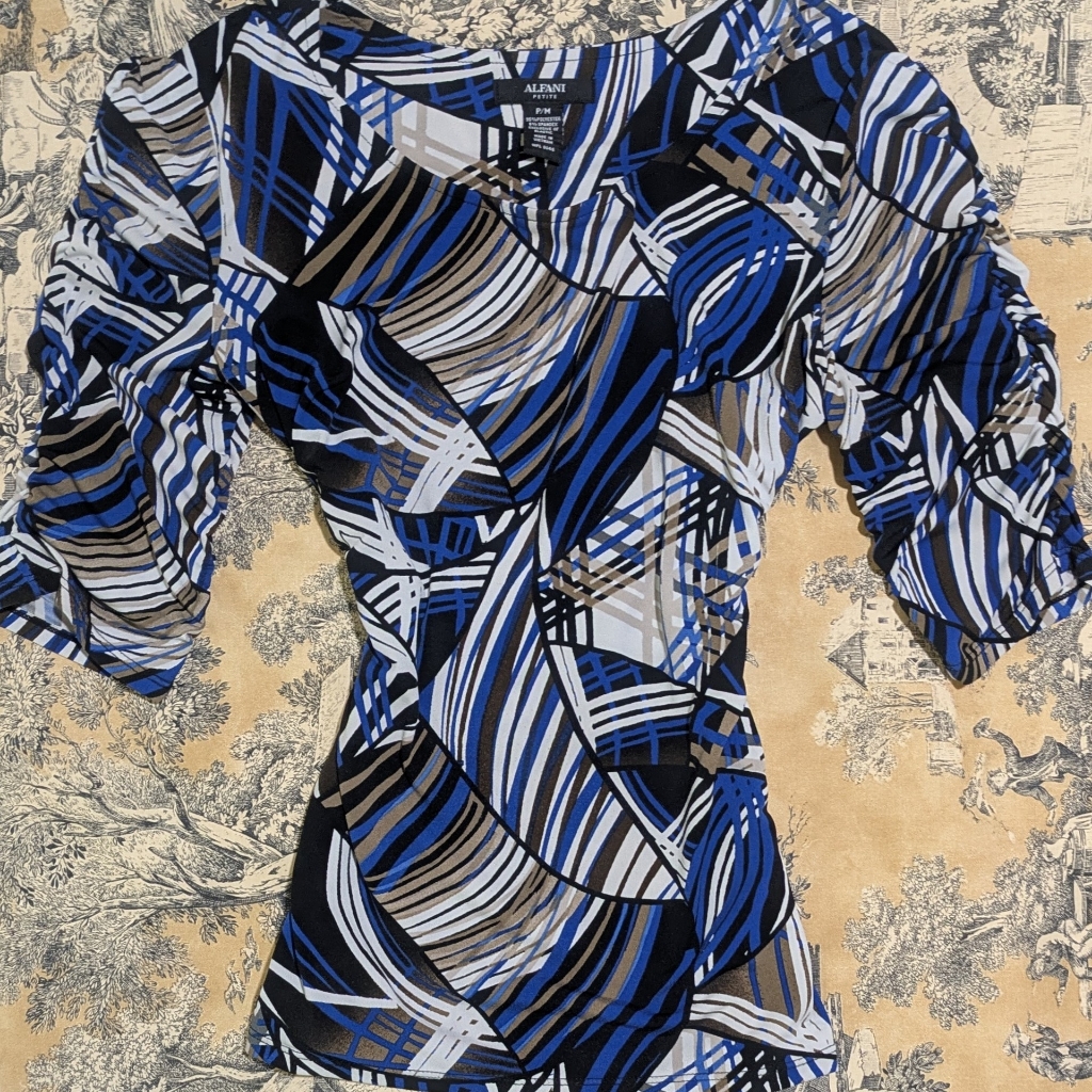 Alfani Blue And Black Blouse